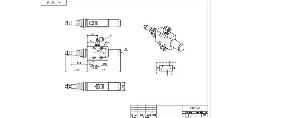 XQF-22W 空圧 1スプール モノブロック方向弁 drawing image