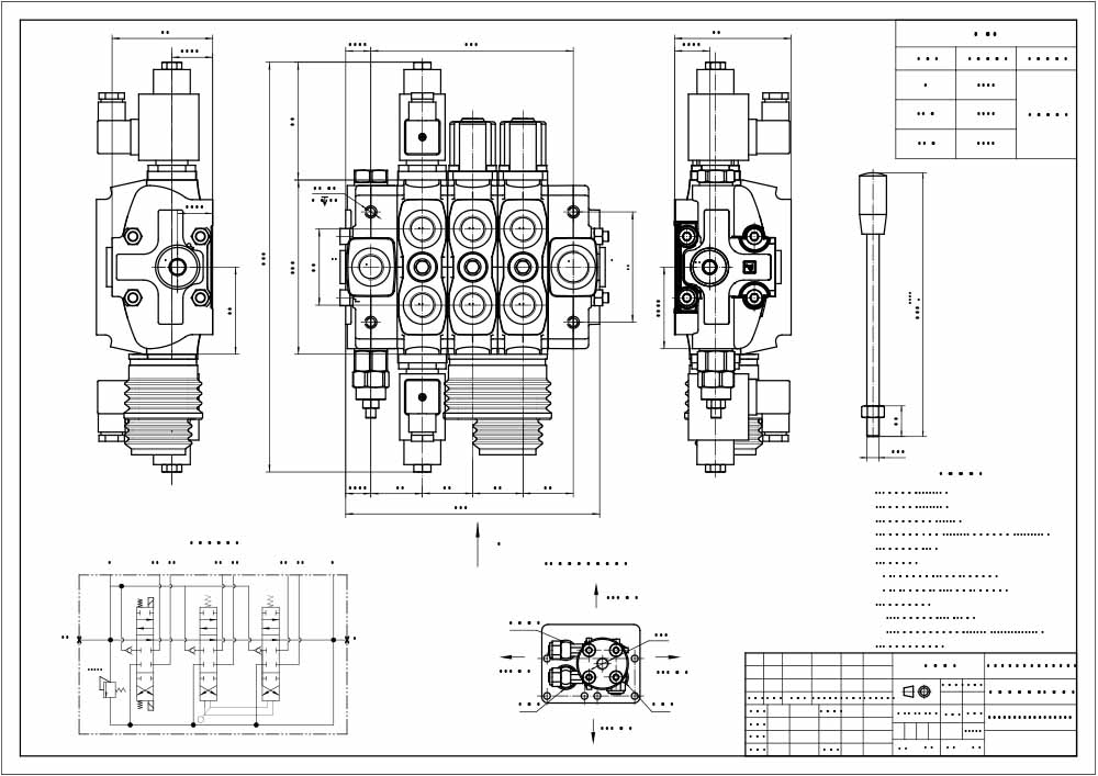 SD8 ソレノイド・ジョイスティック 3スプール セクショナル方向弁 drawing image