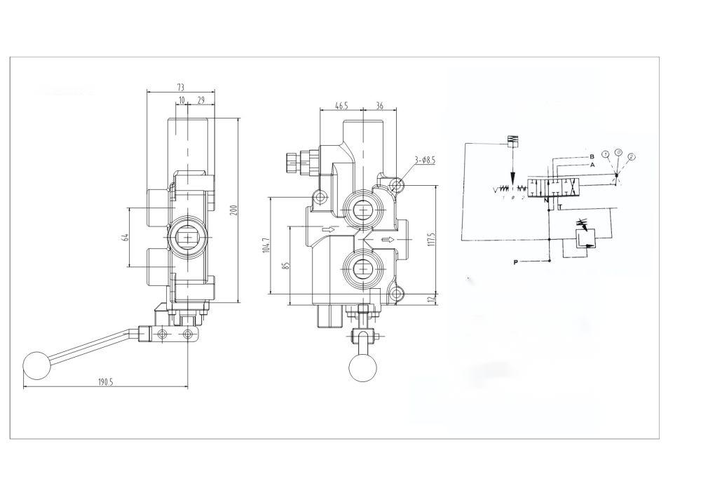 P81 手動 1スプール 丸太切断機弁 drawing image