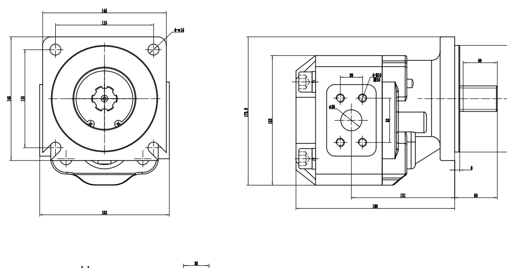 JHP2063 63 cc/rev 油圧ギア・ポンプ drawing image