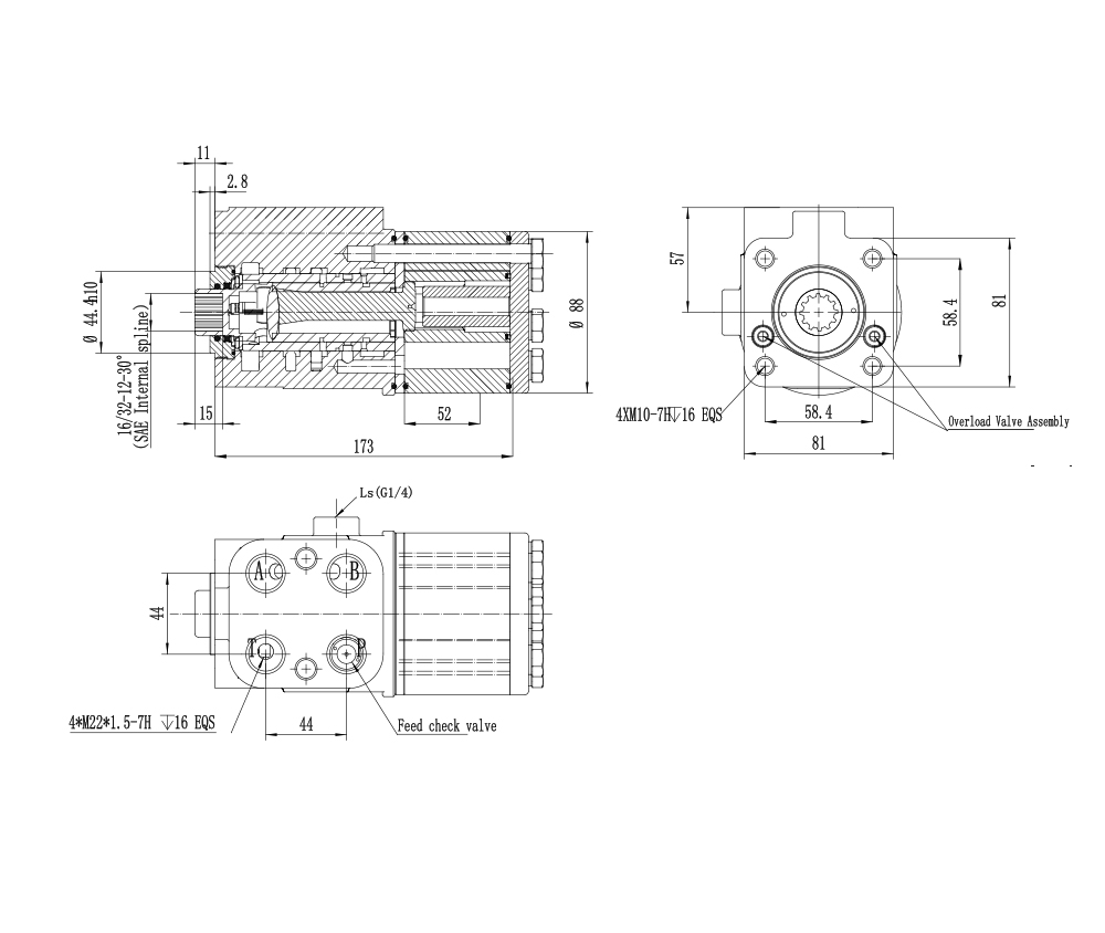 TLF-E800 800 ml/r 60 L/min ステアリングユニット drawing image