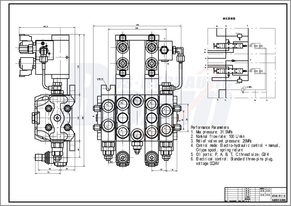 DCV100-OT-J-OT Electro-Hydraulic Valve: OEM & ODM Services Available drawing image