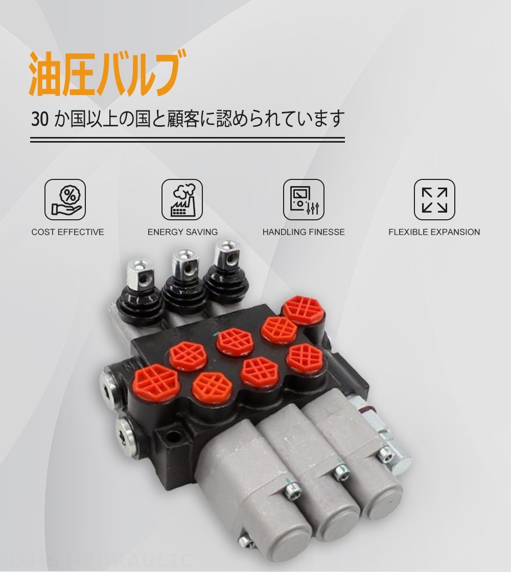 P40-G12-G38-3QTW 手動 3スプール モノブロック方向弁