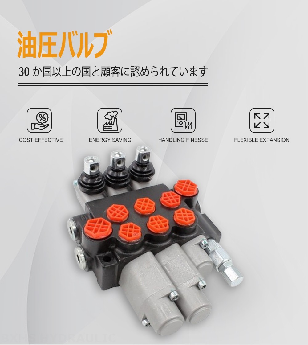 P40-G12-G38-OT-2QTW 手動 3スプール モノブロック方向弁