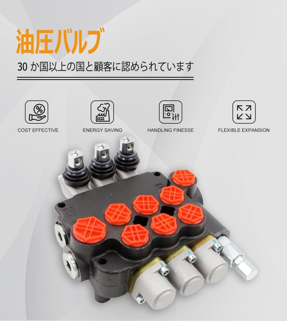 P80-G12-G34-OT 手動 3スプール モノブロック方向弁