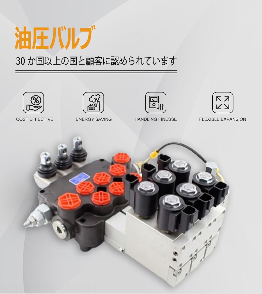 P80 電気油圧 3スプール モノブロック方向弁