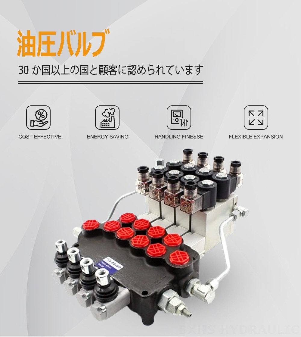 P80 電気油圧 4スプール モノブロック方向制御弁